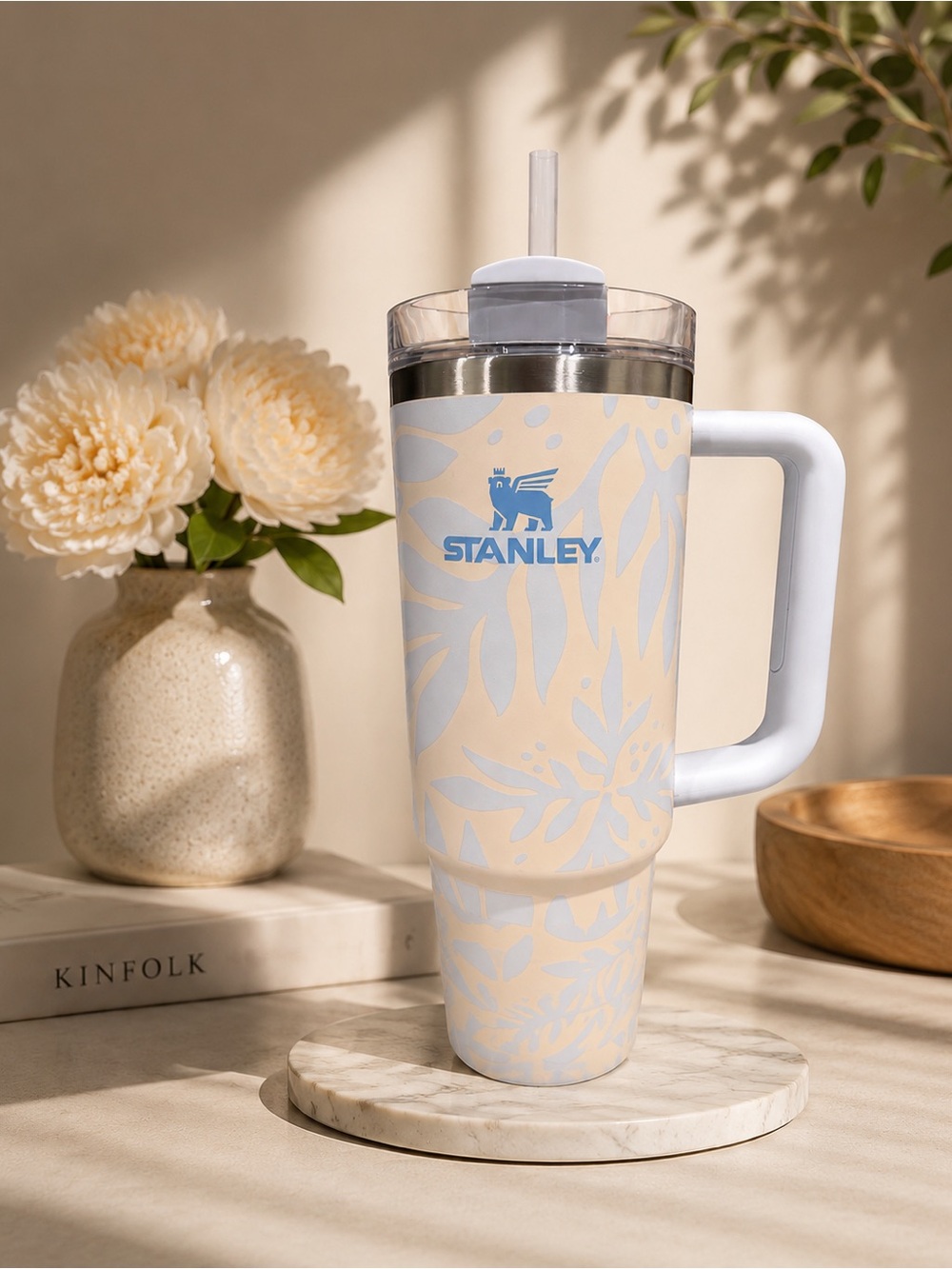 Stanley Cream & Light Blue Floral Quencher